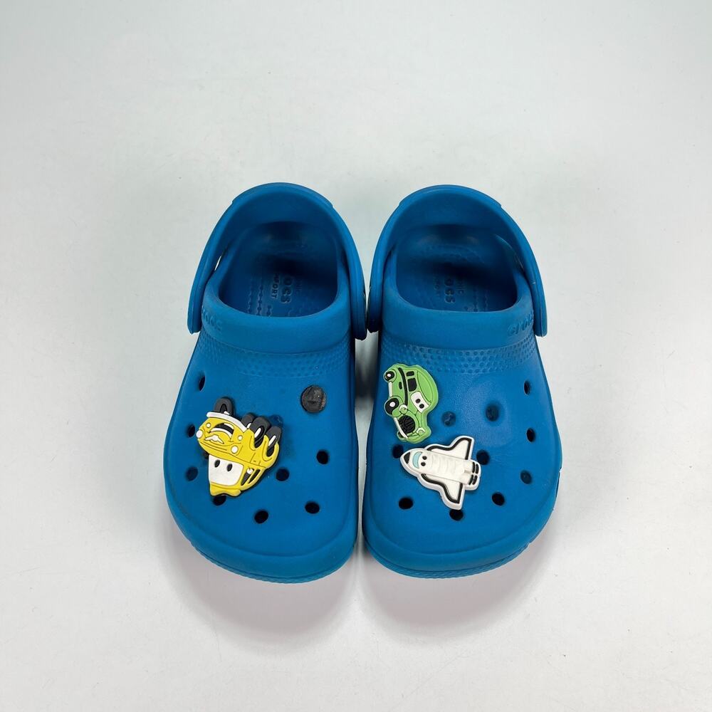 Crocs Classic Clog Blue Lightweight Adjustable Straps Slip On Shoes Kids Size 8 - Picture 3 of 8